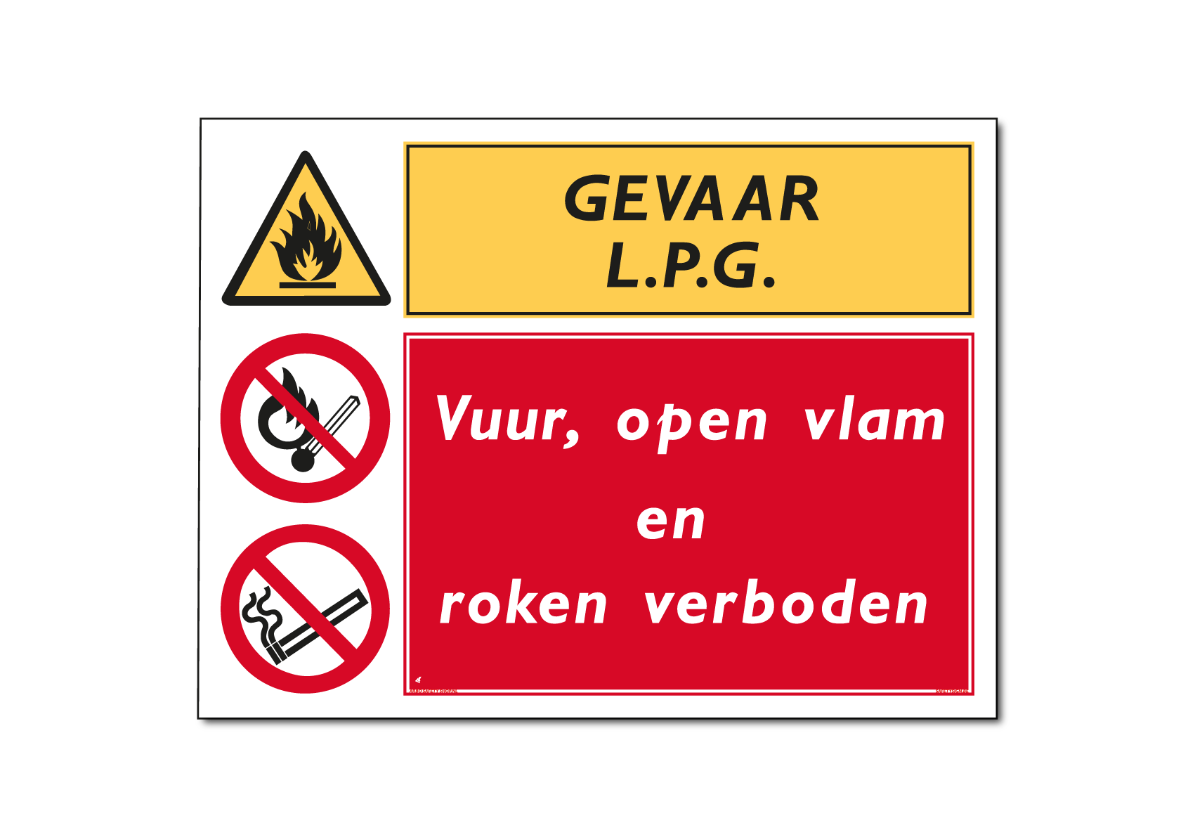 Gevaar L.P.G. Vuur, open vlam en roken verboden (DCO15)